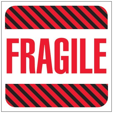 Bsc Preferred 4 x 4'' - ''Fragile'' Labels, Style 1, 500PK DL1069